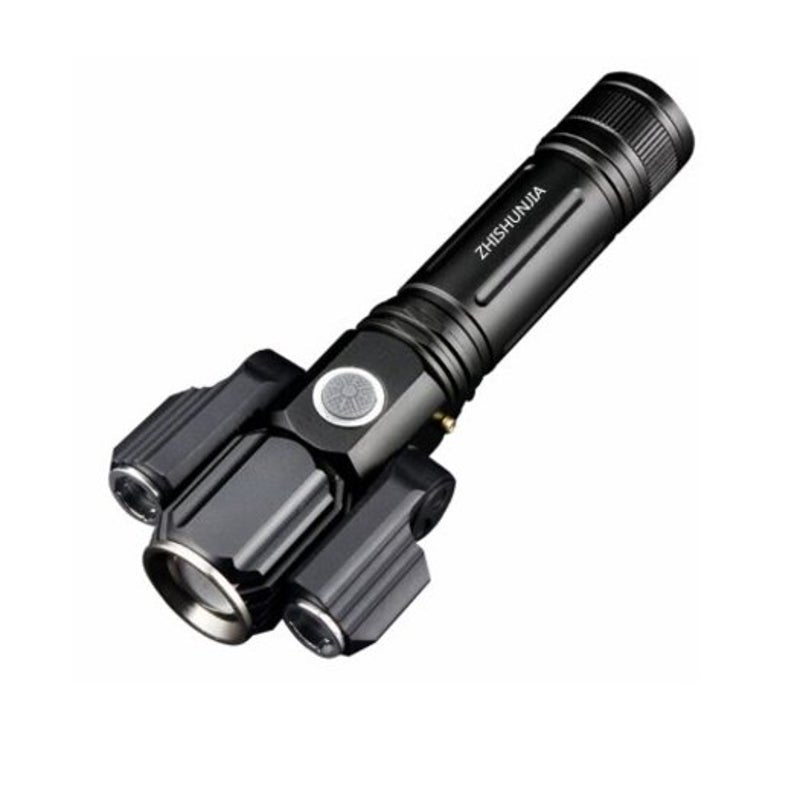 Ultra Bright Bicycle Headlight Usb Charging Rotating Flashlight Black