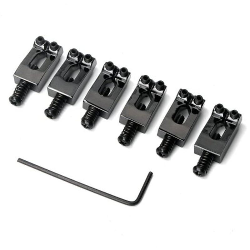 Zinc Alloy Guitar Bridge Saddle 6Pcs Black