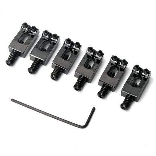 Zinc Alloy Guitar Bridge Saddle 6Pcs Black