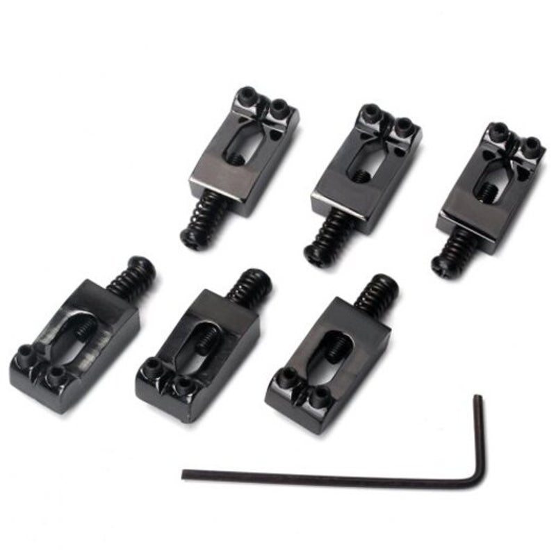 Zinc Alloy Guitar Bridge Saddle 6Pcs Black
