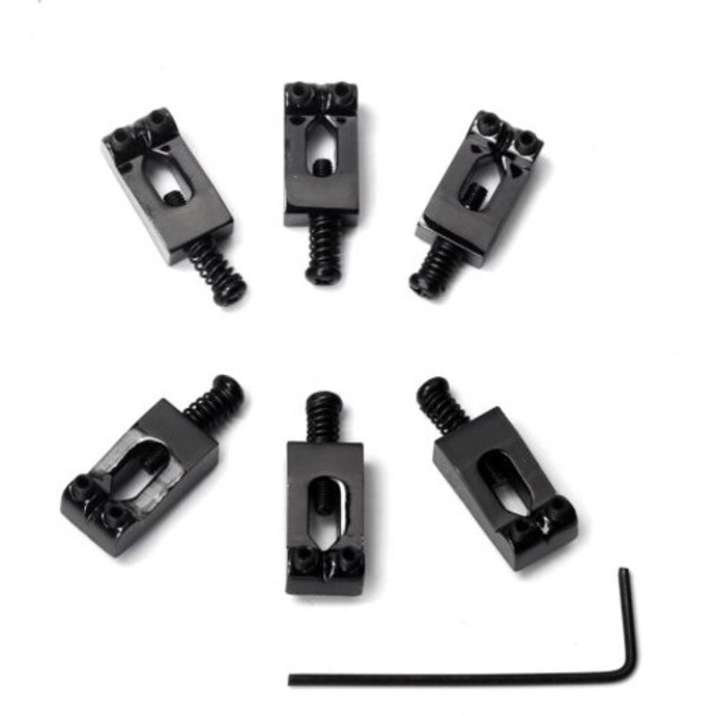 Zinc Alloy Guitar Bridge Saddle 6Pcs Black