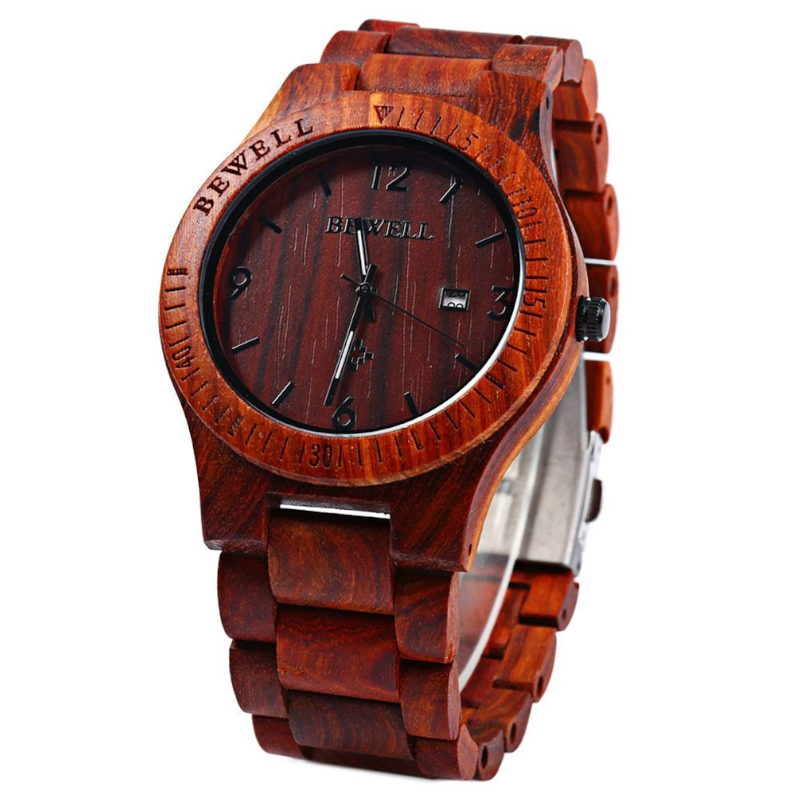 Veile Studios Zs-W086b Wood Watch Men Analog Quartz Movement Date Waterproof Wristwatch