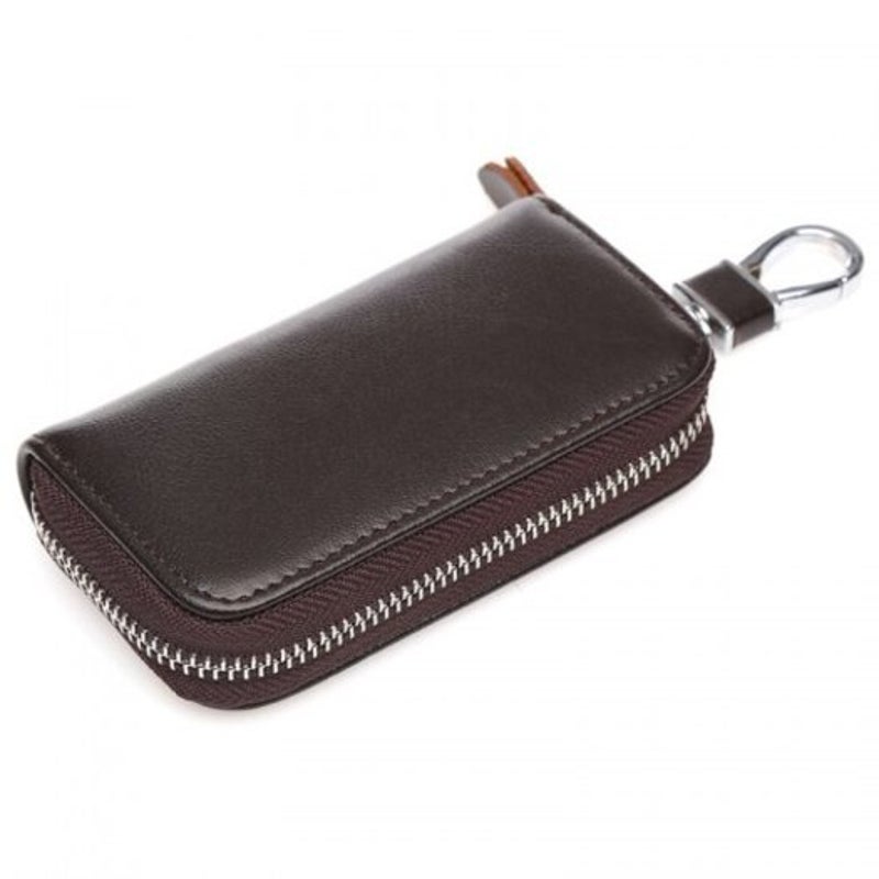 Zxl234 Universal Multifunctional Leather Car Key Cover Zipper Case Coffee
