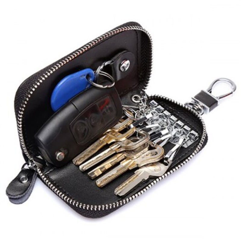 Zxl234 Universal Multifunctional Leather Car Key Cover Zipper Case Coffee